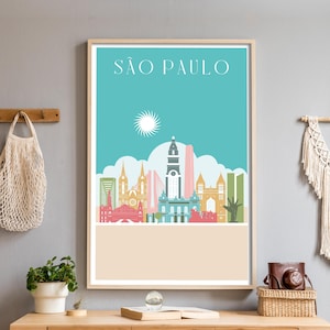 Sao Paulo Poster Farbe, Brasilien, Poster Farbe, Südamerika, Stadtbild Sao Paulo, Zuhause Deko Wandbild Schlafzimmer