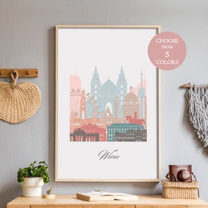 Vienna city map print color, Austria, wall art Vienna, city prints Europe, home decor wall art bedroom, gift ideas