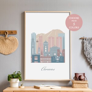 Caracas home decor, map art, Venezuela, gift souvenirs, print and poster, wall decor, wall map art skyline, postcard, cityscape, latin art
