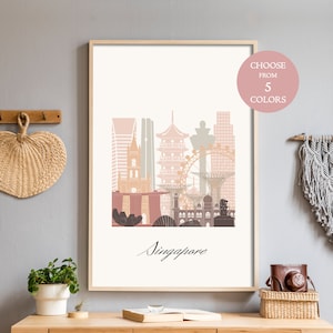 Singapur Reiseplakat, Asien Karte, Plakatdruck-Download, moderne Kunst Druck-Download, Drucke Wandkunst druckbar, herunterladbare Drucke Schlafzimmer