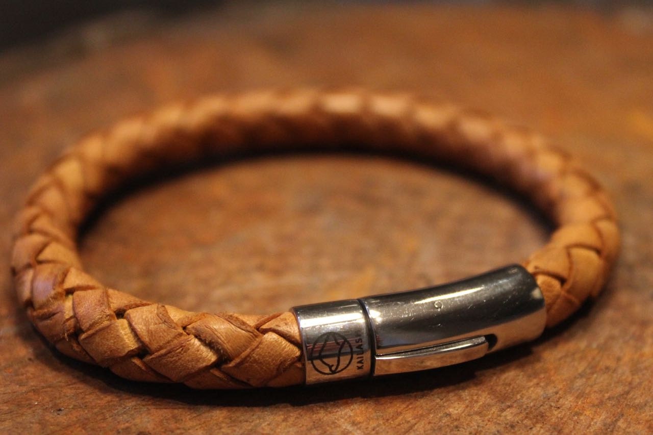 Mens Braided Leather Bracelet Wristband Kailash Soul