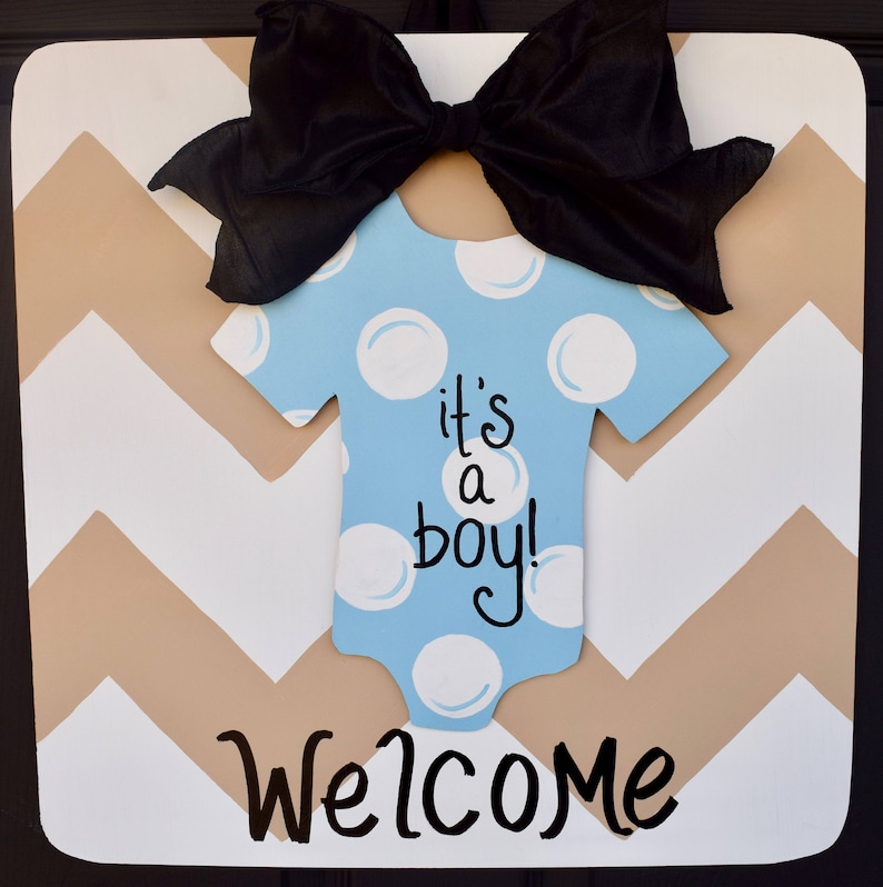 Baby Boy Onesie Door Hanger Baby Boy Door Hanger Baby Shower Etsy