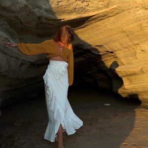 Wrap skirt with flounce edge/ wrap skirt made of muslin/ women&#39;s cotton skirt/ handmade/ boho chic