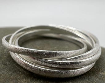 Anillo apilable de 5 bandas • Plata 925 mate multibanda • Bandas de plata en capas • Anillo ancho minimalista • Anillo de plata hecho a mano