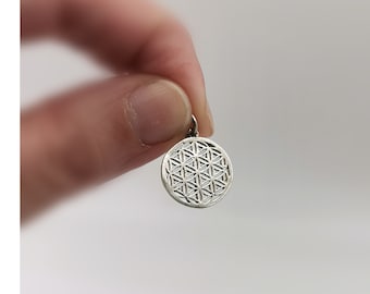 Small Flower of Life Charm Pendant 925 Silver