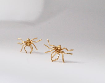 Spinne Ohrstecker 18K vergoldet 925 Silber/925 Silber, goldene Spinne Ohrringe