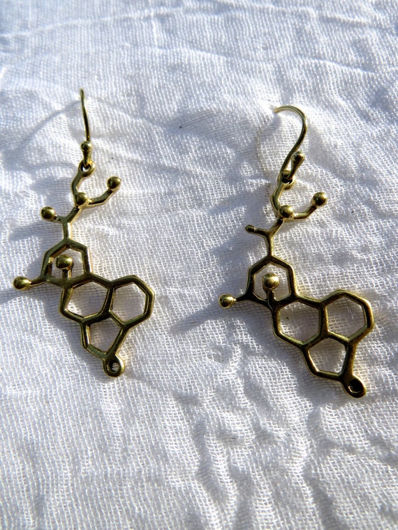 LSD Earrings, LSD Molecule, Molecular Structure, Molecular Structure Earrings, 925 Silver/Brass