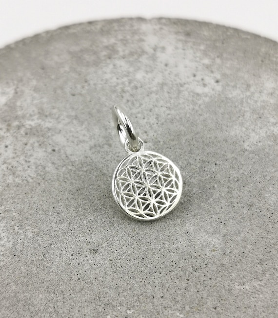 Small Flower of Life Charm Pendant 925 Silver