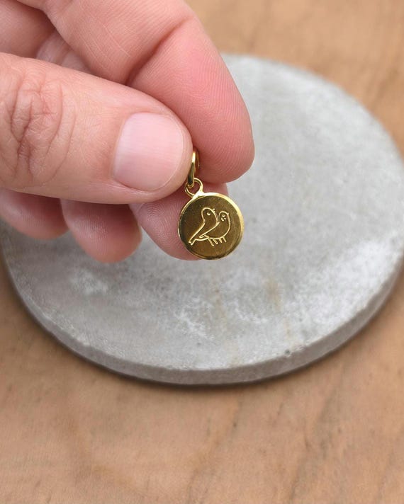 Bird Pendant Gold, Dainty Bird Necklace Charm, 925 Sterling Silver, 18k Gold Plated Charm, Nature Lover Gift Necklace or Bracelet