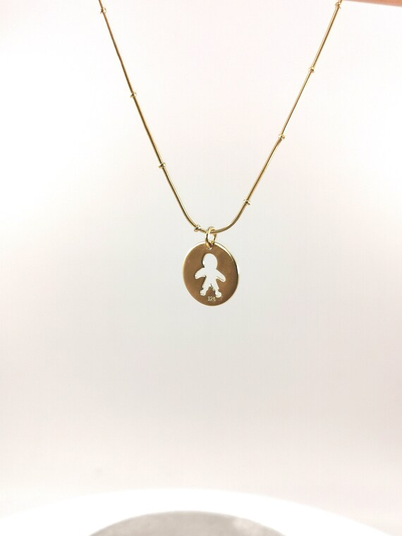 Boy Circular Gold Charm, Family Charm Pendant 18k Gold Plated 925 Silver