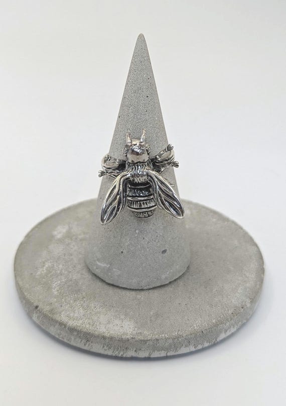 Sterling Silver Honey Bee Ring, Unisex Statement Jewelry