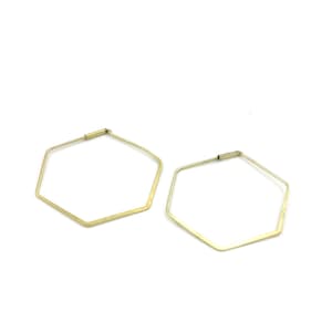 Minimalist Hexagon Hoops Brass