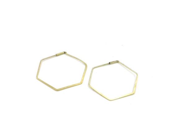 Minimalist Hexagon Hoops Brass