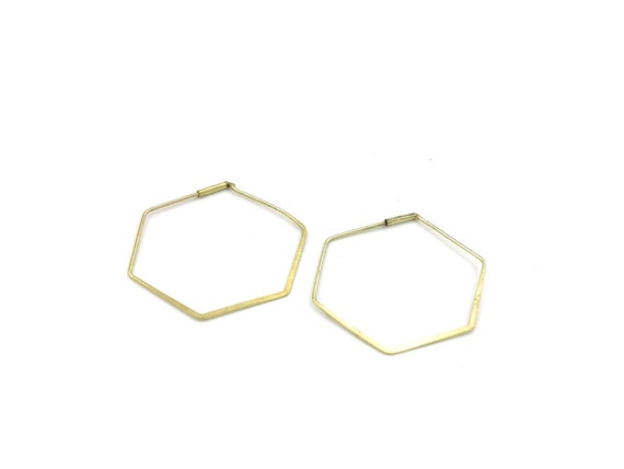 Minimalist Hexagon Hoops Brass