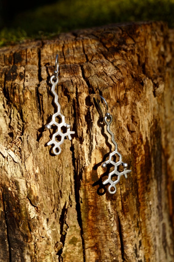 THC Earrings 925 Silver/Brass, Molecular Earrings, Molecular Structure, THC Molecules