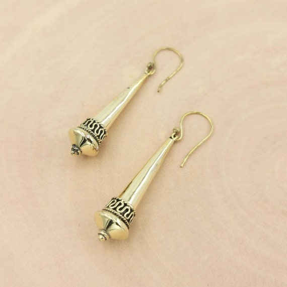 Long Golden Tribal Hanging Earrings