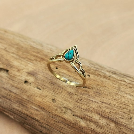 Handmade Golden Princess Ring with Stone, Brass Crown Ring, Chevron Ring, Tiara Crown Ring, Moonstone, Turquoise, Labradorite