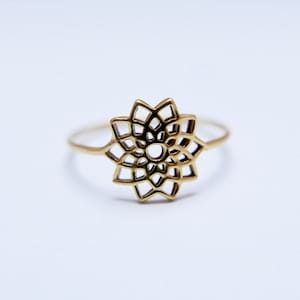 Star Mandala 18k Gold Plated 925 Silver Ring, Mandala Ring, Simple Boho Ring