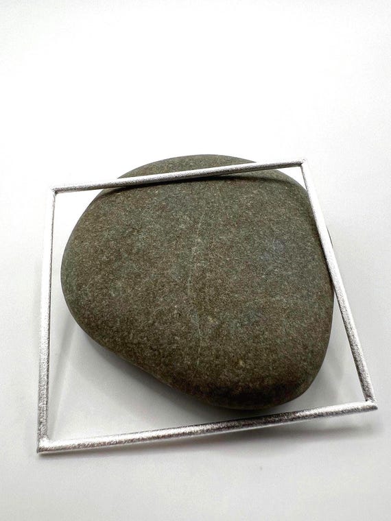 925 Silver Square Bracelet • Solid Geometric Matte Bangle