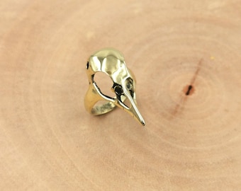 Bird Skull Unisex Ring Brass
