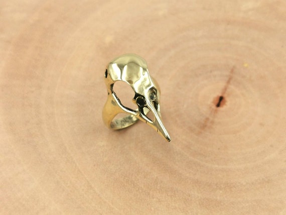 Bird Skull Unisex Ring Brass