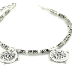 Silver Plated Tribal Anklet with Coin Shaped Beads, Tribal Silver Anklet, Boho Anklet