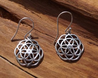 Silver Seed of Life Earrings, Sacred Geometry Jewelry