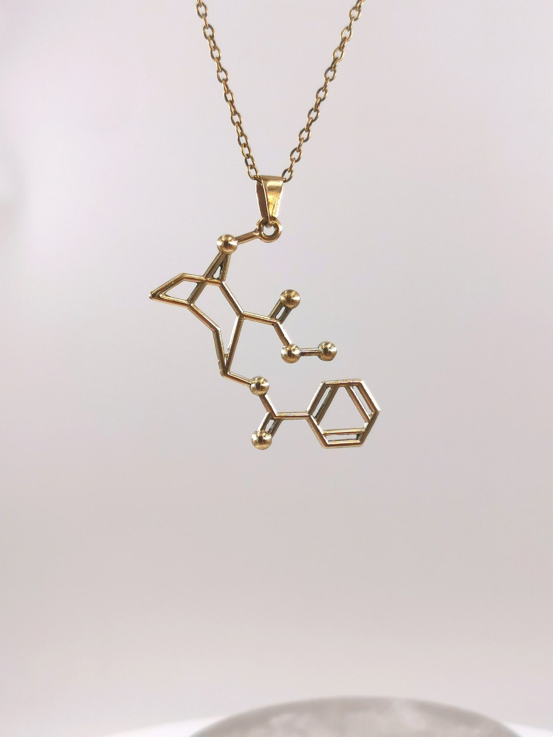 Golden Cocaine Molecule Necklace, Molecular Structure Necklace - Etsy