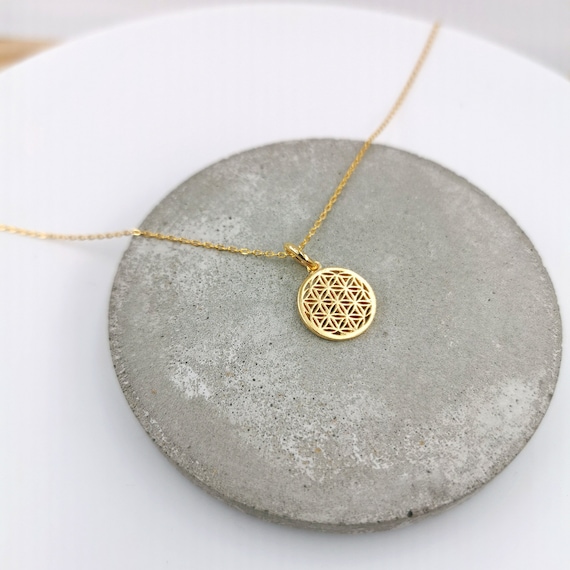 Tiny Flower of Life Charm 925 Silver 18k Gold Plated, Flower of Life Charm in 2 Sizes, Sacred Geometry Charm, Golden Flower of Life