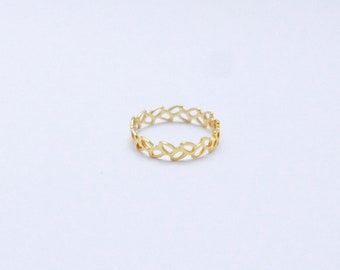 Winded Leaves Ring, 18k Gold Plated/ 925 Silver Leaf Pattern Gold Ring, Elegant Everyday Ring