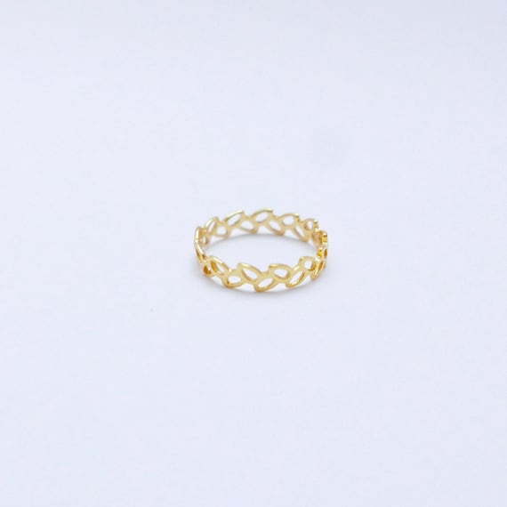 Winded Leaves Ring, 18k Gold Plated/ 925 Silver Leaf Pattern Gold Ring, Elegant Everyday Ring