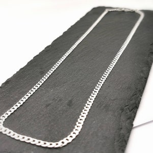Sterling Silver Curb Chain, 925 Silver Unisex Chain 4 mm