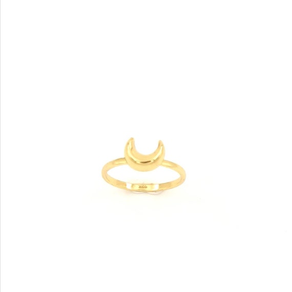 Half Moon Ring 18k Gold Plated 925 Silver, Simple Half moon Ring, Lunar Ring