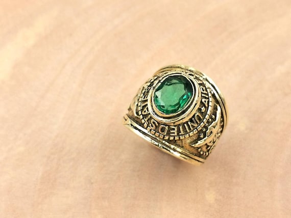 U.S. Airforce Ring with Stone, Men Brass Ring with big Stone