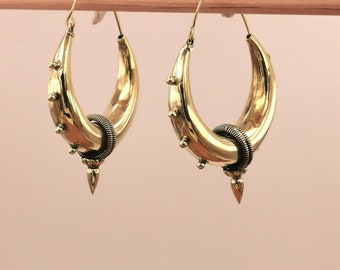 Grandes créoles tribales en laiton, bijoux bohème à pointes