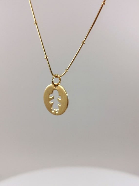 Girl Circular Gold Charm Pendant, Children Pendant, 18k Gold Plated 925 Silver