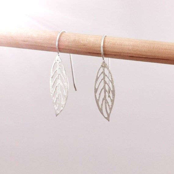 925 Silver Leaf Earrings with Matte Finish