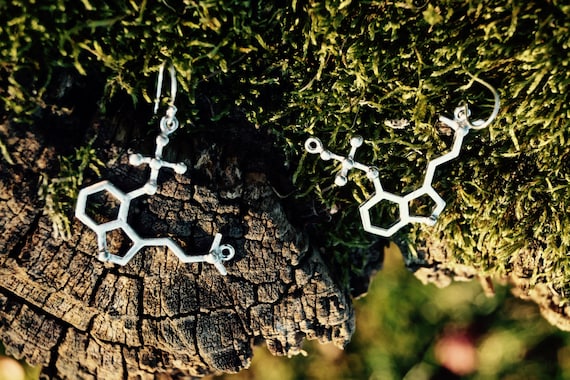 Psilocybin Molecule Earrings, Molecular Structure Earrings, Psilocybin Earrings 925 Silver/Nickel-Free Brass