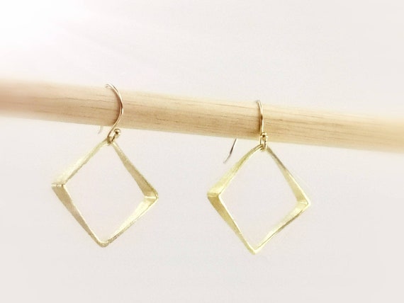 Irregular 3D Square Earrings 18k Gold Plated 925 Silver with Matte Finishing