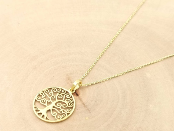 Tree of Life Pendant 18k Gold Plated 925 Silver, Yggdrasil Pendant, Magic Tree Pendant