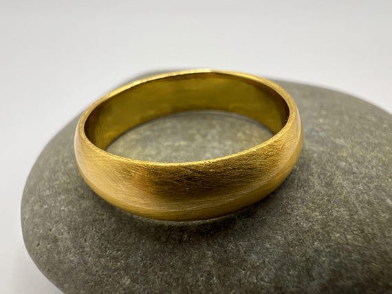 Unisex Wide Band Ring • Matte Gold 925 Silver Ring • Minimalist Wedding Band • Thick Comfort Fit Ring