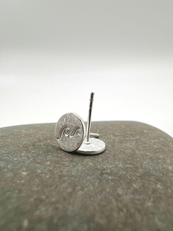 Matte 925 Silver Wave Stud Earrings · Minimalist Ocean Jewelry · Small Surf Earrings