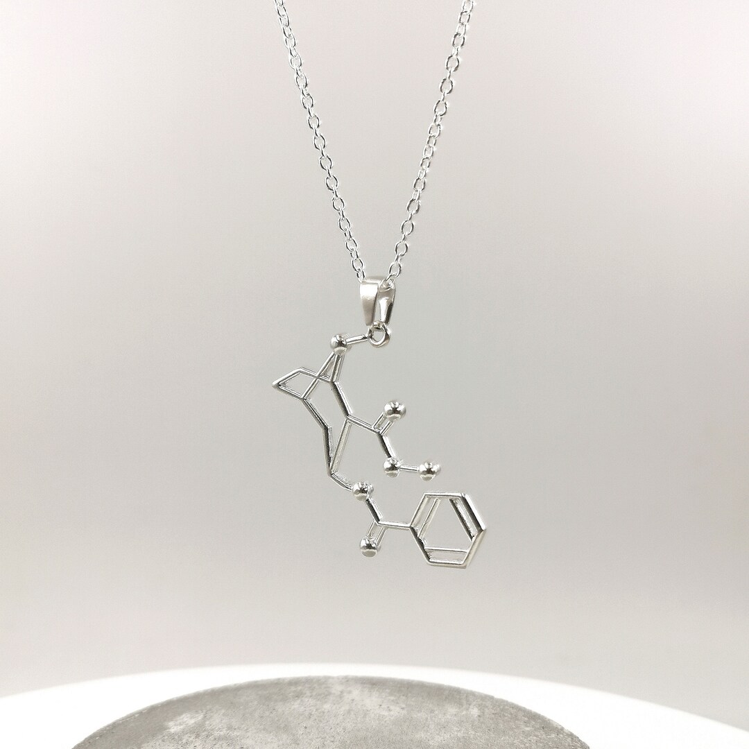 Cocaine Molecule Necklace 925 Silver, Molecular Structure Necklace - Etsy
