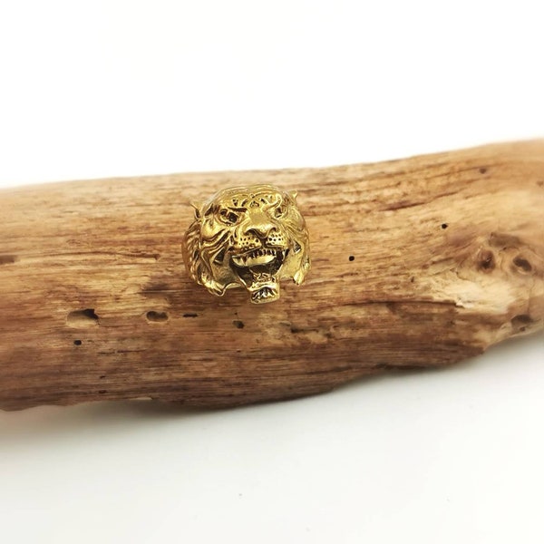 Golden Unisex Tiger Head Ring