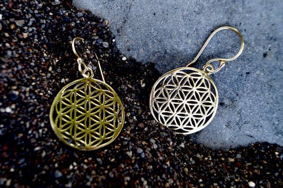 Flower of Life Earrings Brass