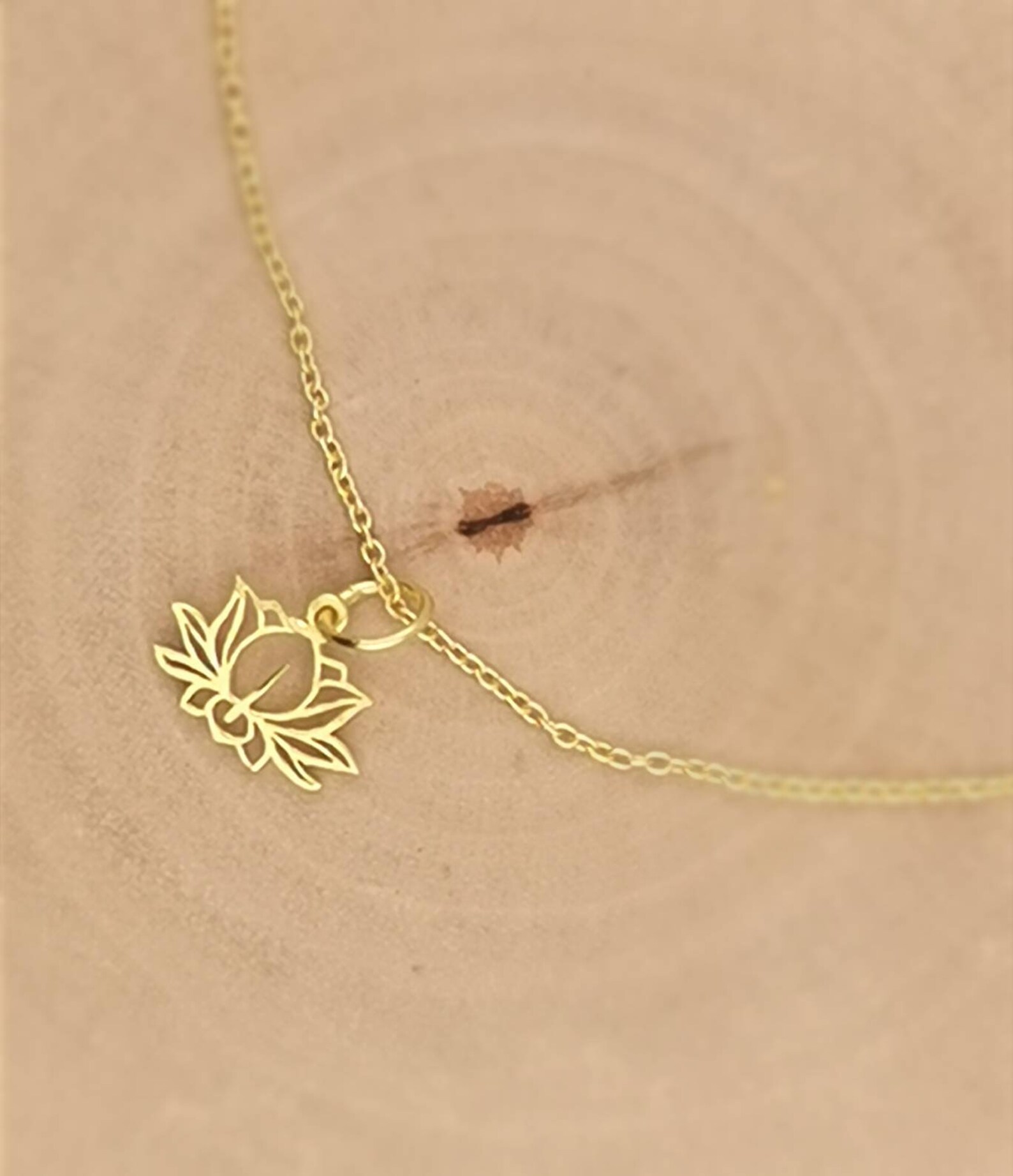 Lotus Flower Charm 18k Gold Plated 925 Silver With Chain Etsy