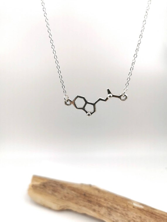 Small DMT Necklace, DMT Pendant 925 Silver/Brass, Molecular Structure Necklace