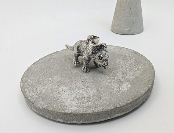 Dinosaur Pendant 925 Silver, Triceratops Pendant, Solid Sterling Silver