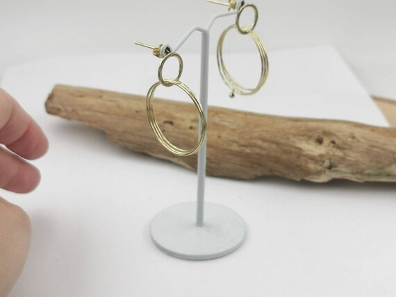 Multiple Loop Vintage Stud Earrings Brass, 1960s Gold Earrings