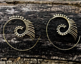 Boho Spiral Earrings "Egyptian Spiral" Brass